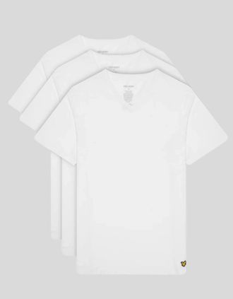 Lyle & Scott Lyle And Scott Mens 3-Pack V Neck Lounge T-Shirts - White - Size: 38
