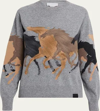 Stella McCartney Racing Horses Crewneck Sweater