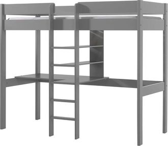 M&S Collection M&s - Cama Alta 90x200 Con Somier Y Escritorio Vipack Pino Gris
