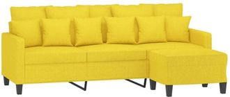 vidaXL Vidaxl - Sofá de 3 plazas con taburete de tela amarillo claro 180 cm