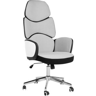 Beliani Beliani - Office Desk Chair Swivel Adjustable Height Grey Polyester Black Frame Splendid