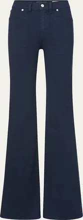 Veronica Beard Crosbie Wide-Leg Patch Pocket Jeans