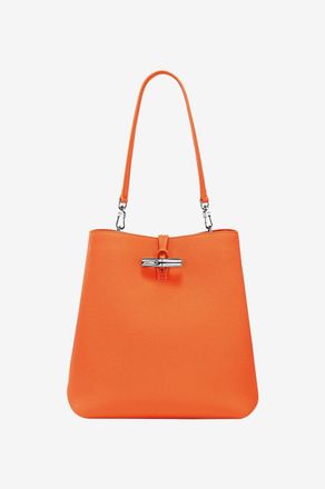 Longchamp Schultertasche aus genarbtem Leder Bambou M