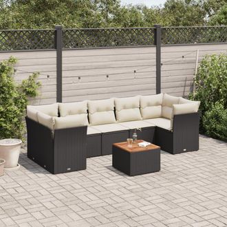 vidaXL Vidaxl - Set Divani Da Giardino Con Cuscini 8 Pz Nero In Polyrattan