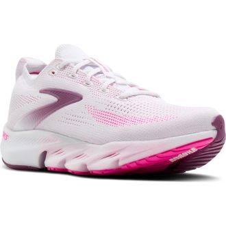 Brooks Glycerin Flex Running Sneaker in White/Cyber Pink/Argyle at Nordstrom, Size 11.5