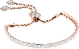 Monica Vinader Fiji Full Diamond Bracelet, Rose Gold Vermeil on Silver