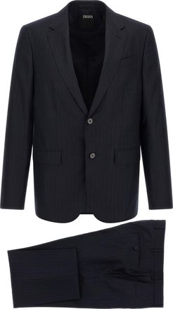 Ermenegildo Zegna Blue Wool Two-Piece Mens Suit
