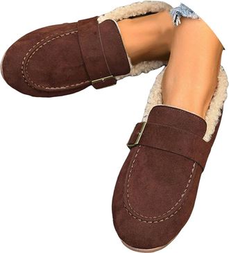 Generic Womens Ankle Boots Winter Mary Platform Boots - Warm Fleece Lined, Chunky Heel & Buckle Decor, Non-Slip Sole for Casual Daily & Street Style, Fashion 