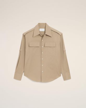 Ami Beige Cotton Saharienne Shirt Beige - 37 - for Men