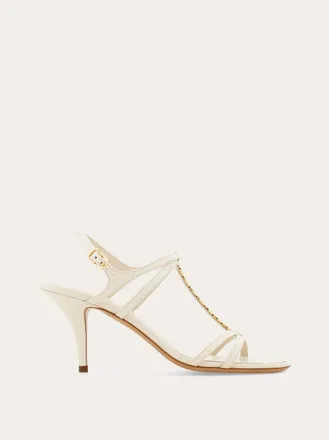 Ferragamo Donna Sandalo T-strap Vara chain Bianco Taglia 36.5