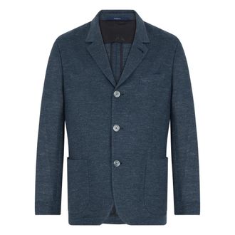 Fedeli Elegant Slim Fit Jacket - Heren - Business blazers - Blauw - L - Leer - Kostuums