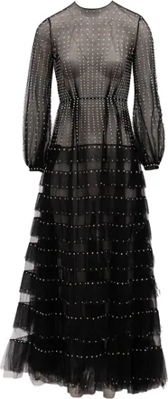 Valentino Garavani Womens Long Sleeve Evening Tulle Dress Black