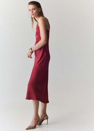 Mango Vestito raso pizzo rosso - Donna - XS - MANGO