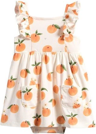 Petit Lem Peaches Skirted Organic Cotton Blend Bodysuit in Off White at Nordstrom, Size 3M