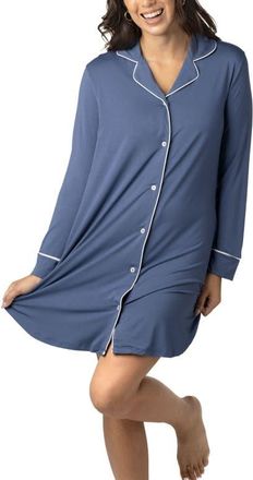 Kindred Bravely Clea Long Sleeve Sleep Shirt in Slate Blue at Nordstrom, Size X-Large