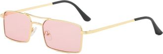 Generic Metal Mens And Womens Small Frame Sunglasses Outdoor Driving Vacation Sun Glasses(Pink)