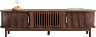 Urban Meuble Mueble de tv de madera oscura con puertas correderas ranuradas