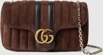 Gucci Jetset GG Marmont Small Shoulder Bag, Brown, Suede