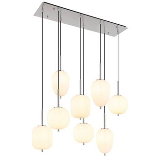 Netlighting Blacky I Cluster Pendant Nickel Matt Opal Glass Shade 8x E14 in Grey