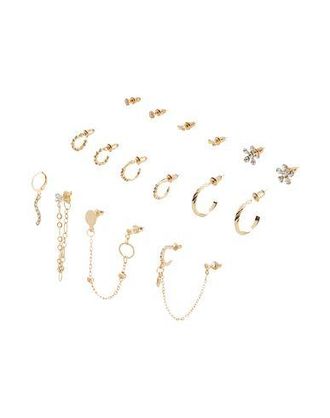 8 by YOOX MULTIPLE SHAPES CHAINS AND RHINESTONES EARRINGS SET
