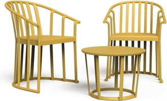 Resol Sillas Con Brazos Y Mesa Raff Resol Pl&aacute;stico Amarillo (pack De 2+1)