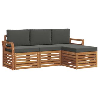 vidaXL Conjunto De Sof&aacute;s De Exterior 4 Pcs Natural Y Antracita Vidaxl