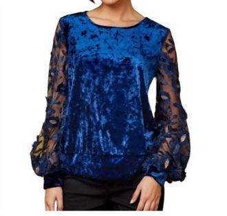 Eva Franco Rios Top In Navy Bloom