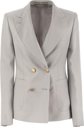 Tagliatore Double-Breasted Linen Blazer With Peaked Lapel
