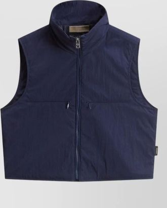 Woolrich sleeveless jacket high collar multiple pockets