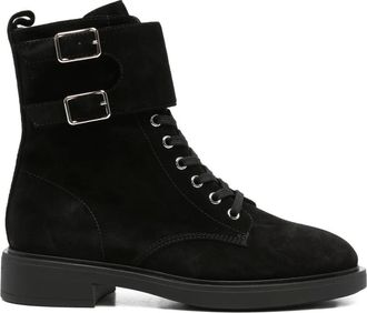 Gianvito Rossi 35 mm Ripley suède laarzen met dubbele gesp - Zwart