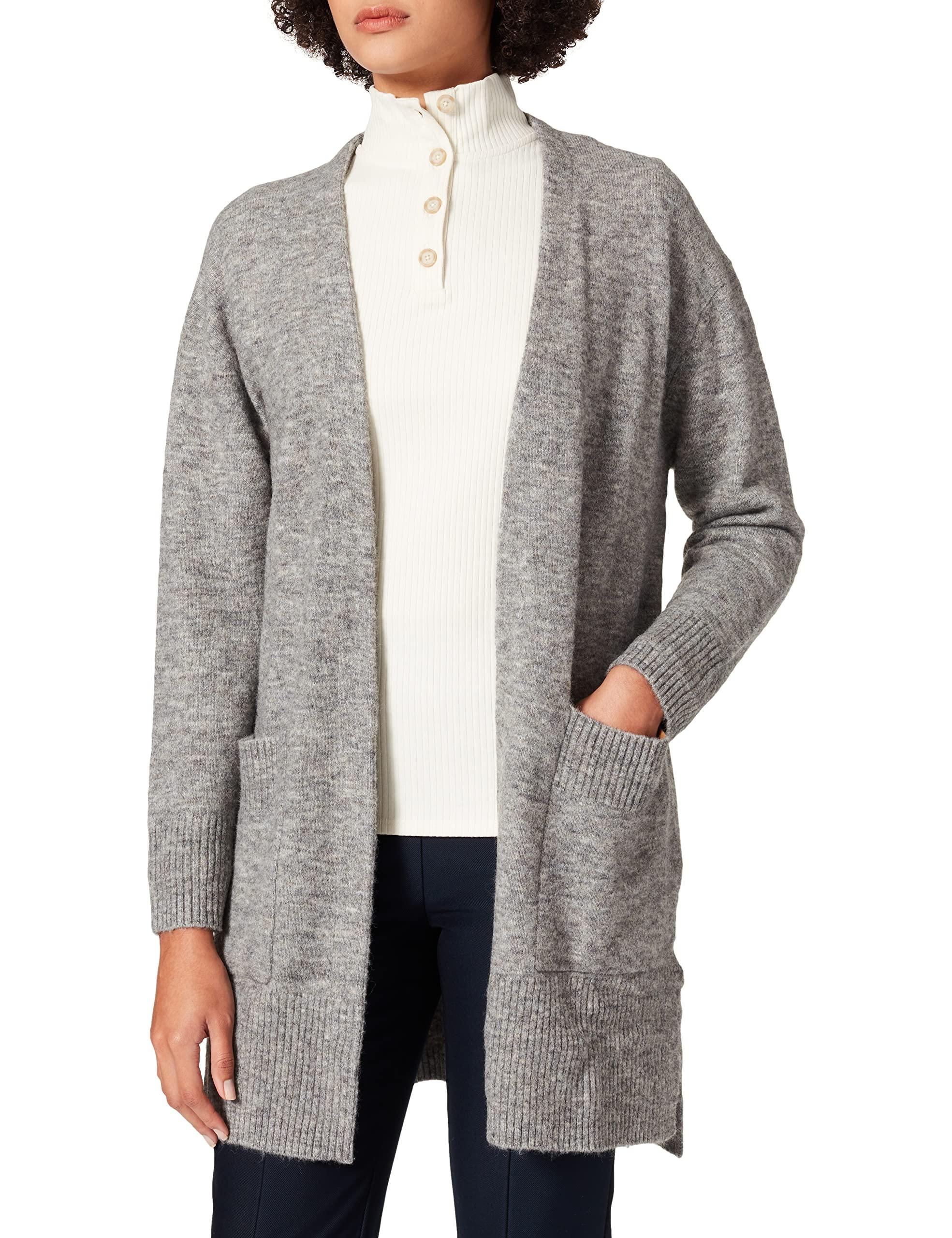 Camel Active Damen Cardigan – Boxy Strickjacke Aus 100% Baumwolle, Grobe Rippstruktur, Mit V-Ausschnitt