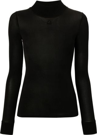 Courrèges logo-patch roll-neck top - women - Elastane/Viscose - L - Black