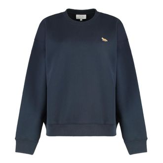 Maison Kitsuné Sweatshirts, female, Blue, S, Cotton crew-neck sweatshirt