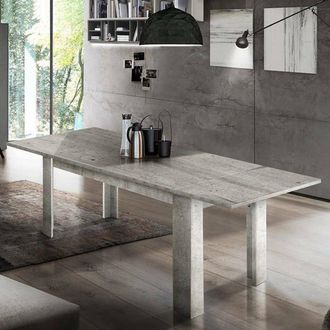 Dmora Dmora - Mesa Extensible Dkofle, Consola Extensible Hasta 10 Plazas Consola Extensible 100% Made In Italy Cm 140/190x90h75, Cemento