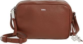 BOSS Scarlet Leather Crossbody Bag in Open Brn at Nordstrom