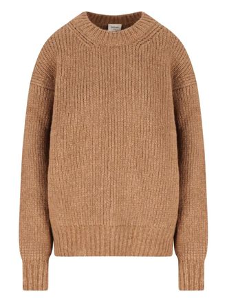 Saint Laurent ribbed crew-neck sweater - women - Wool/Alpaca Wool/Polyamide - M - Brown