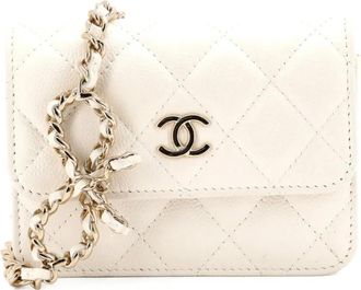 Chanel CC Bow gewatteerde Caviar mini-crossbodytas - Wit