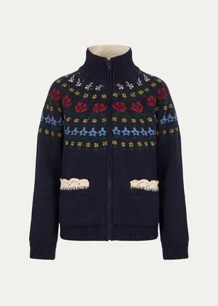 Sea New York Preston Floral Fair Isle Knit Jacket