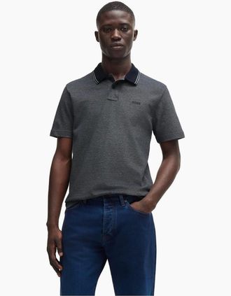 HUGO BOSS Mens Peoxfordnew Short Sleeve Polo Shirt - Navy - Size: 36