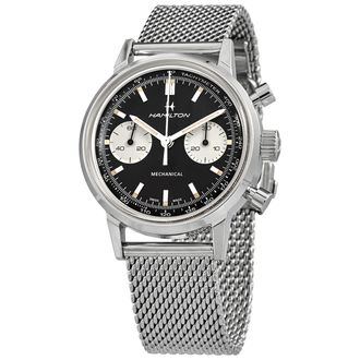 Hamilton Pre-owned Hamilton Intra-Matic Chronograph Hand Wind Black Dial Mens Watch H38429130