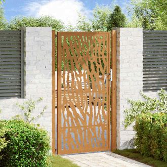 vidaXL Puerta De Jard&iacute;n Dise&ntilde;o Con List&oacute;n Acero Desgastado 105x180 Cm Vidaxl