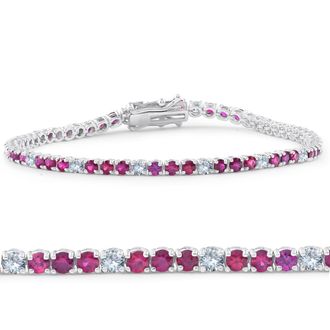 Pompeii3 3ct Ruby & Diamond Tennis Bracelet 14 KT White Gold