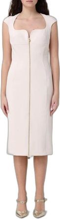 Elisabetta Franchi Zip Sheath Dress - Dames - Casual kleedjes - Beige - M - Polyester - Kleedjes