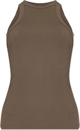 Anine Bing Ribgebreide Tanktop - Dames - Tops zonder mouwen - Bruin - L - Nylon - Tops