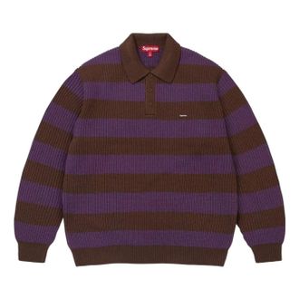 SUPREME FW26 Small Box Sweater Polo Brown Stripe SUP-FW26-069-BRN