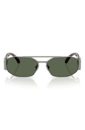 Versace 58mm Irregular Sunglasses in Gunmetal /Dark Green at Nordstrom