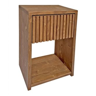 NATYAL Mesita de noche de madera maciza con caj&oacute;n alistonado en roble 40cm