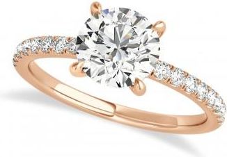 Allurez Round Lab Grown Diamond Single Row Hidden Halo Engagement Ring 18k Rose Gold (1.25ct)