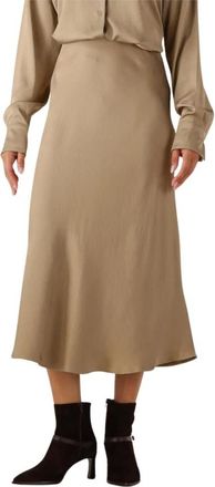 Drykorn URA Midi Rok - Dames - Midirokken - Bruin - W29 - Satijn - Rokken
