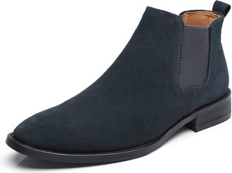 Generic Mens Chelsea Boots Elastic Bandage Genuine Leather Slip On Waterproof Anti-slip Non Fashion Slip On(Green Lined,3.5 UK)